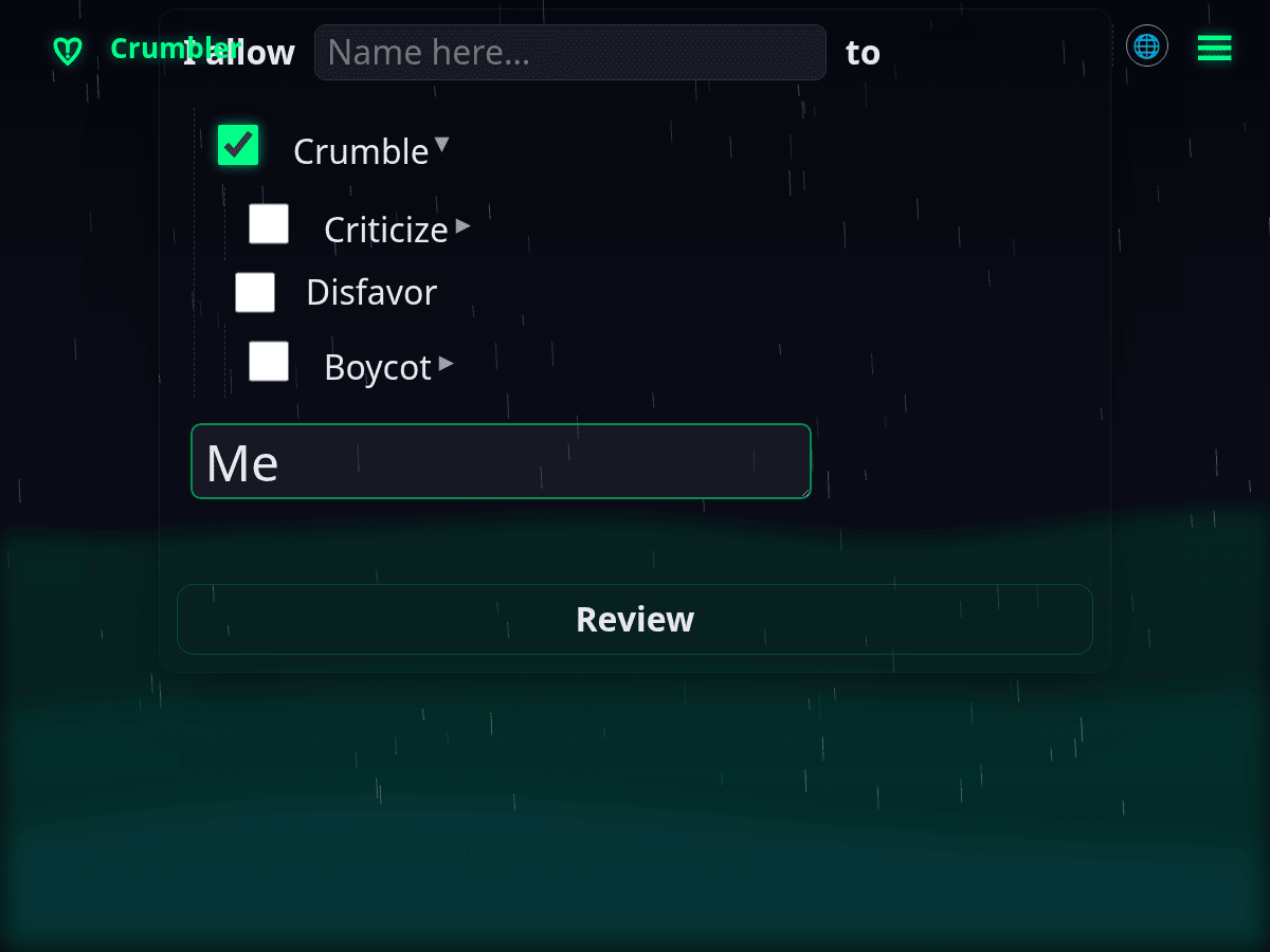 Crumbly landing page