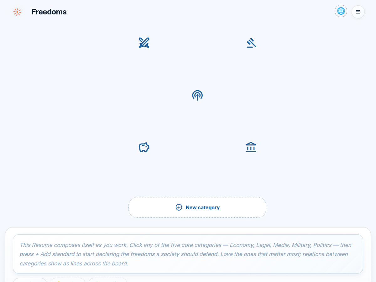 Freedoms landing page