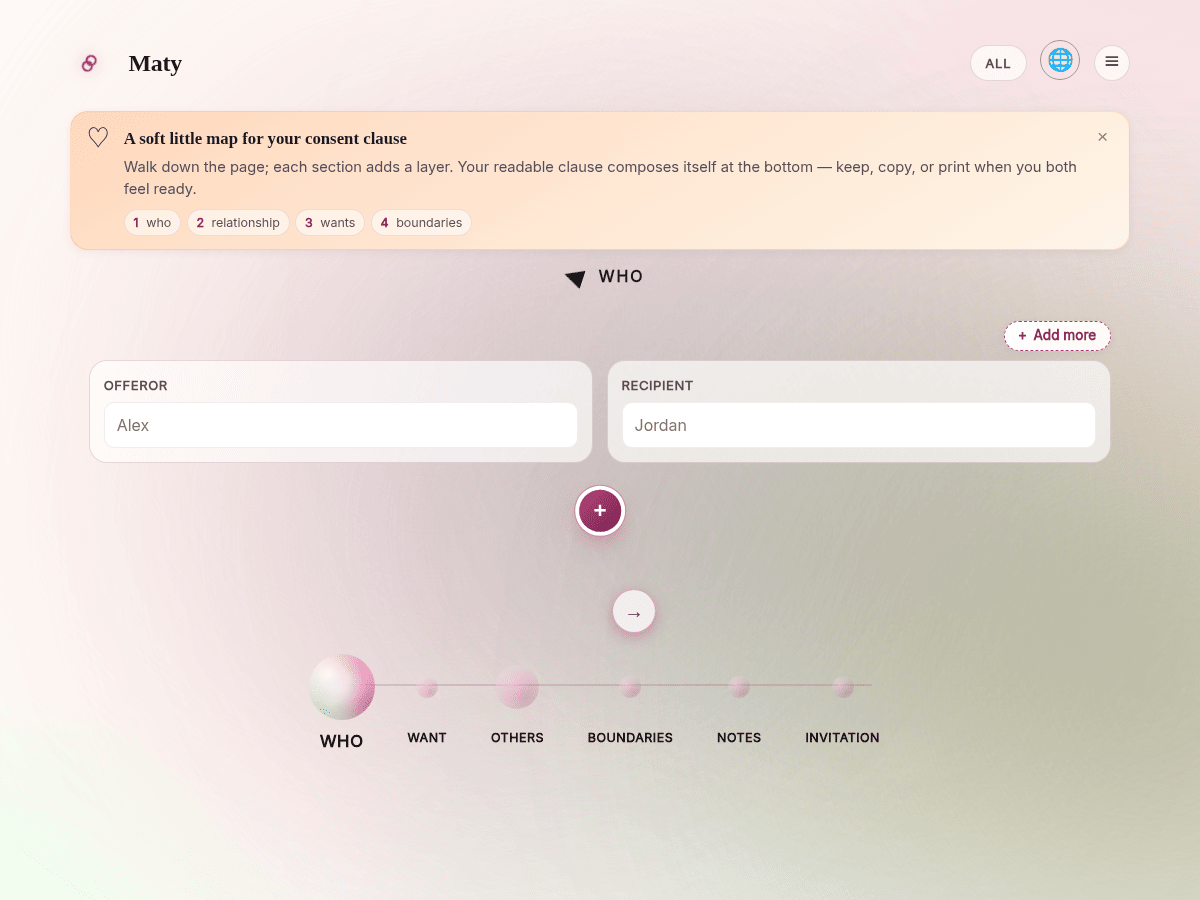 Maty landing page