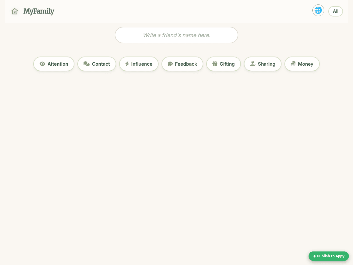 MyFamily landing page