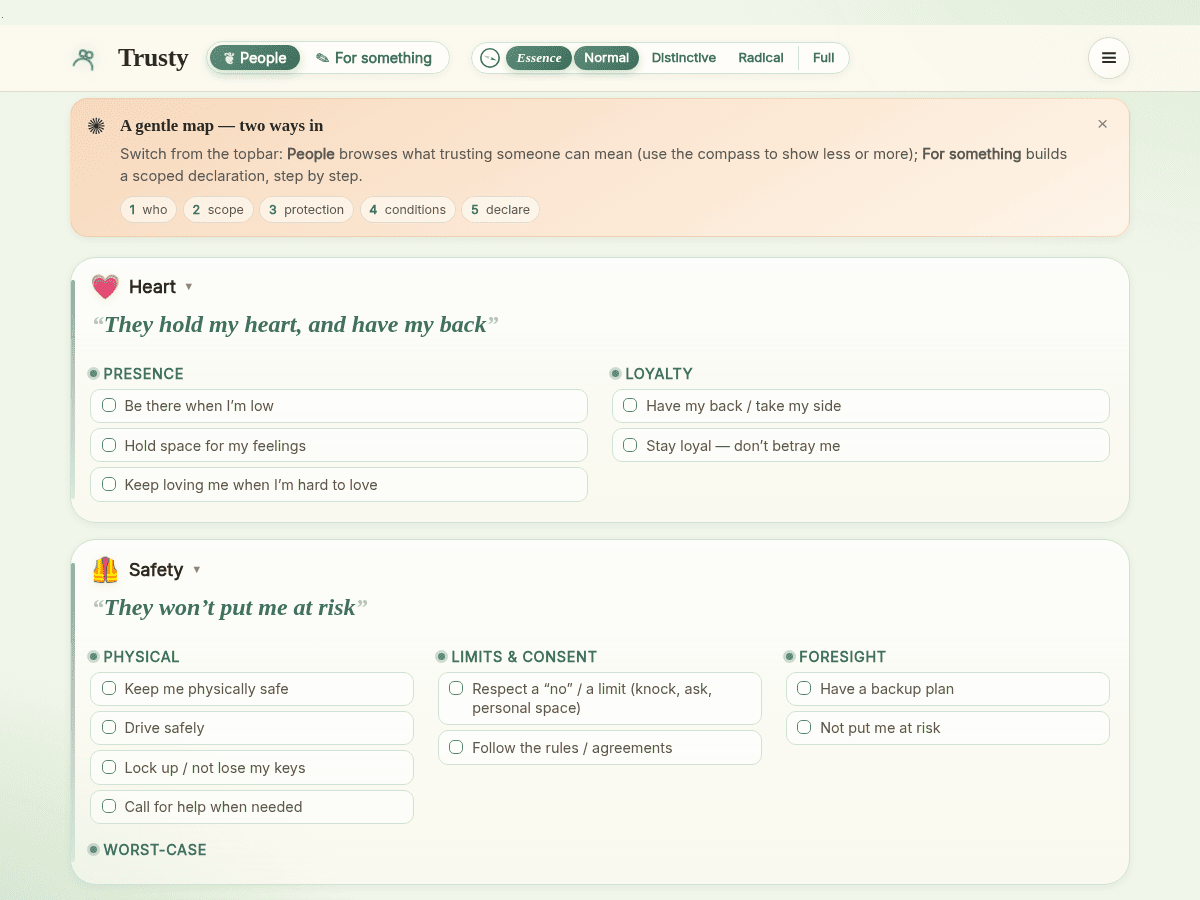 Trusty landing page